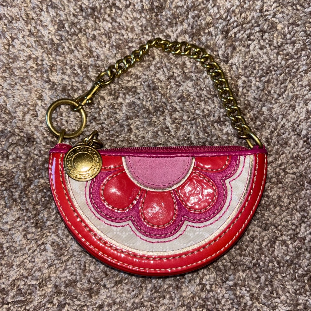 Coach Flower Slice Coin Purse Key Chain Wallet